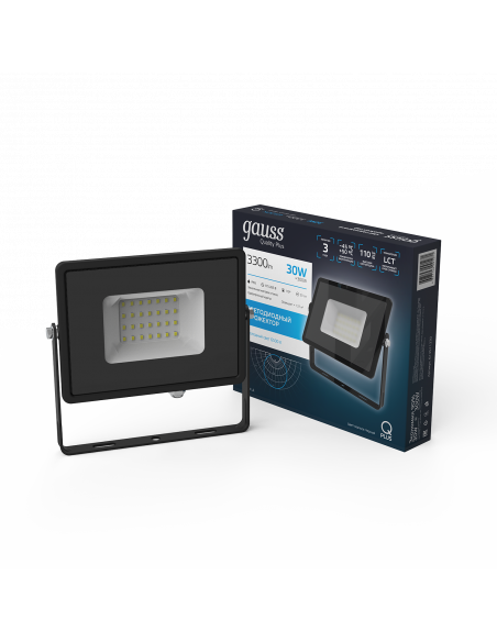 Прожектор Gauss Qplus 30W 3300lm 6500K 175-265V IP65 черный LED 1/10