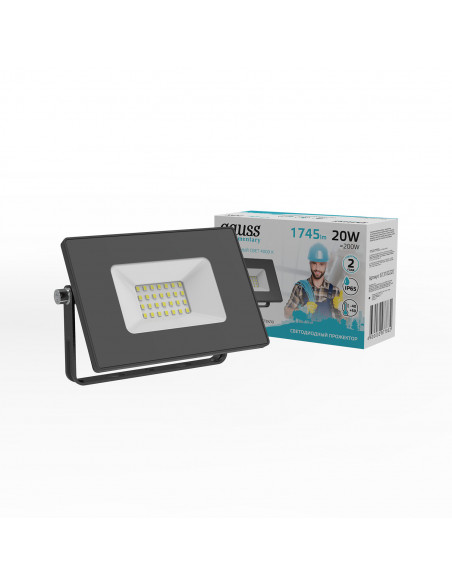 Прожектор Gauss Elementary 20W 1745lm 4000К 200-240V IP65 черный LED 1/20