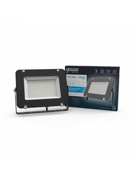 Прожектор Gauss Qplus 150W 18000lm 6500K 175-265V IP65 графитовый LED 1/4