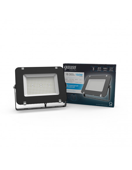 Прожектор Gauss Qplus 150W 18000lm 6500K 175-265V IP65 графитовый LED 1/4