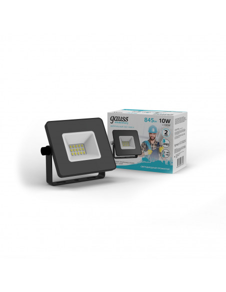Прожектор Gauss Elementary 10W 845lm 4000К 200-240V IP65 черный LED 1/20