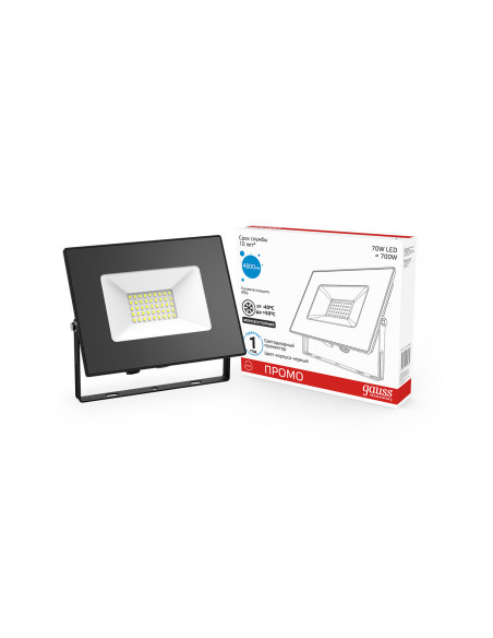Прожектор Gauss Elementary 70W 4800lm 6500К 175-265V IP65 PROMO черный LED 1/10
