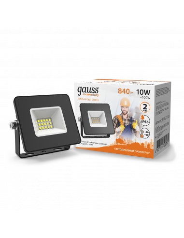 Прожектор Gauss Elementary 10W 840lm 3000К...