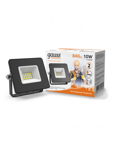 Прожектор Gauss Elementary 10W 840lm 3000К...