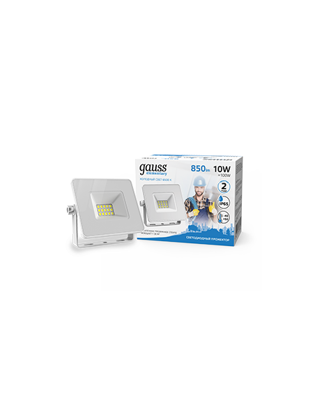 Прожектор Gauss Elementary 10W 850lm 6500K 200-240V IP65 белый LED 1/20