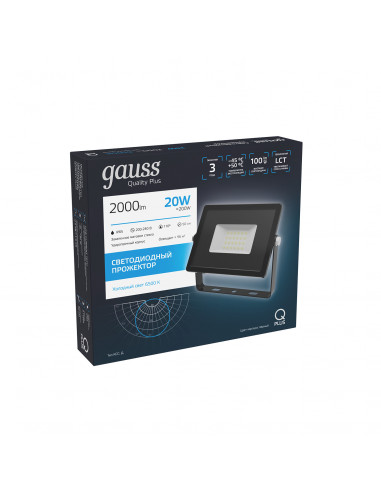Прожектор Gauss Qplus 20W 2000lm 6500K 200-240V...