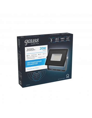 Прожектор Gauss Qplus 20W 2000lm 6500K 200-240V...