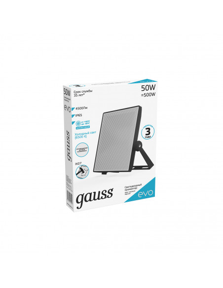 Прожектор Gauss EVO 50W 4500lm 6500K 100-240V IP65 черный LED 1/20
