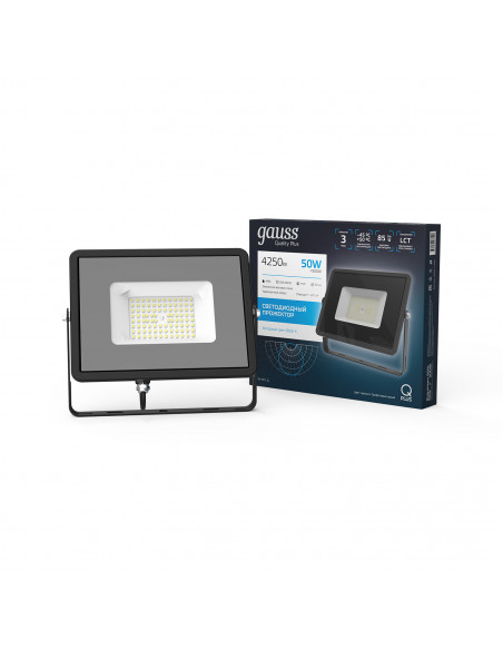 Прожектор Gauss Qplus 50W 4250lm 6500K 200-240V IP65 графитовый LED 1/10