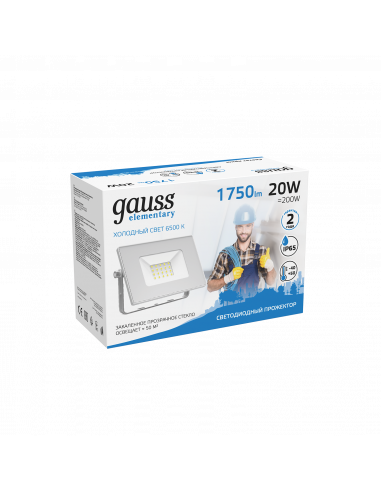 Прожектор Gauss Elementary 20W 1750lm 6500K...