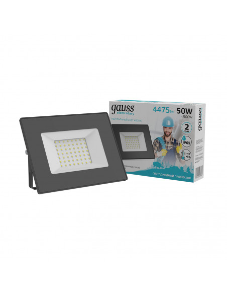 Прожектор Gauss Elementary 50W 4475lm 4000К 200-240V IP65 черный LED 1/10
