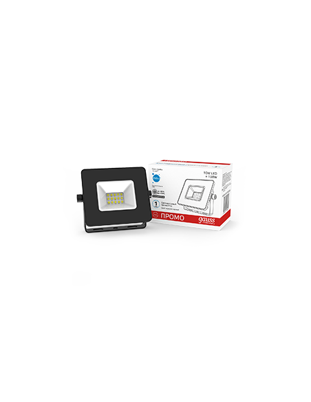 Прожектор Gauss Elementary 10W 850lm 6500К 200-240V IP65 PROMO черный LED 1/20