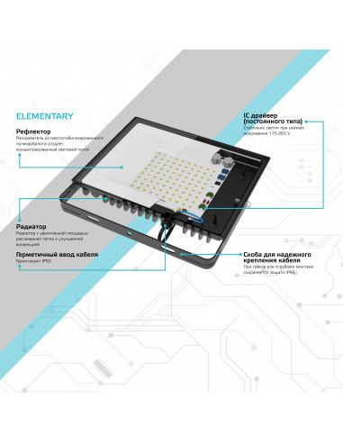 Прожектор Gauss Elementary 10W 850lm 6500К...