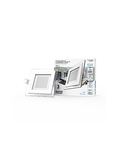 Светильник Gauss Glass кв 6W 490lm 4000K...