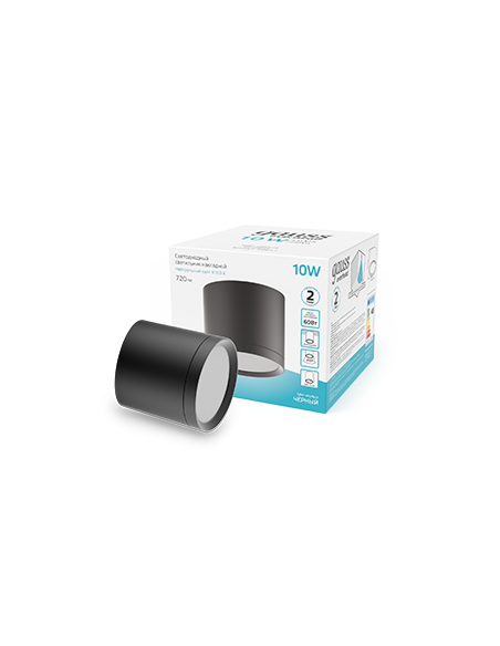 Светильник Gauss Overhead накл цил 10W 720lm 4100K 170-240V IP20 88*75мм черный с расс LED 1/30