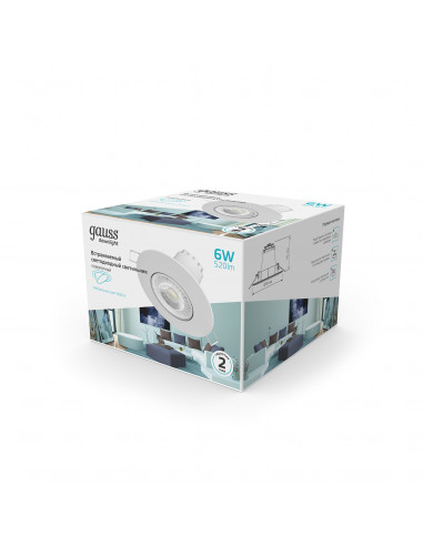 Светильник Gauss Downlight круг 6W 520lm 4000K...