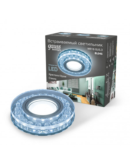 Светильник Gauss Backlight BL045 Кругл. Кристалл/Хром, Gu5.3, LED 4100K 1/40