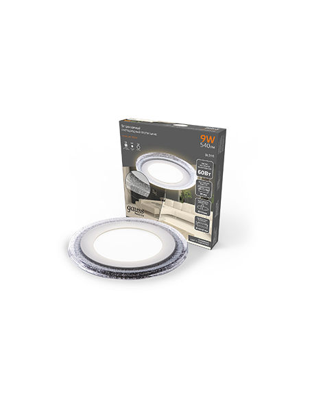 Светильник Gauss Bubbles круг 6+3W, 540lm 3000K 180-265V IP20 монтаж Ø110 144*31мм 3 режима LED 1/40
