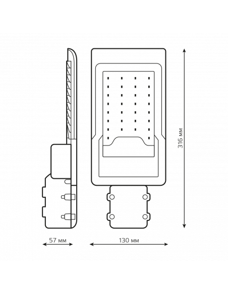 Светильник уличный Gauss Avenue 30W 3000lm 3000K 190-250V IP65 316*130*57мм черный КСС "Ш" LED 1/20