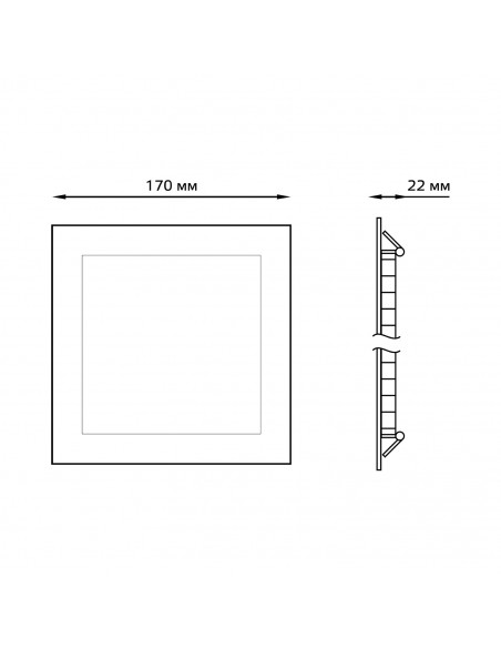 Светильник Gauss Slim квадрат 15W 1100lm 4000K 180-265V IP20 монтаж Ø155*155 170*170*22 LED 1/20