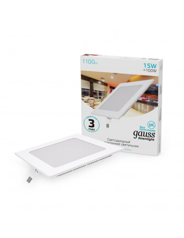 Светильник Gauss Slim квадрат 15W 1100lm 4000K...