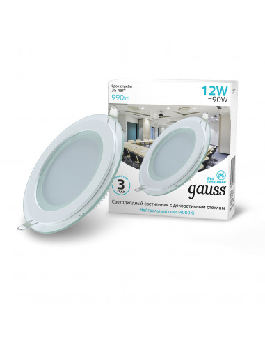 Светильник Gauss Glass круг 12W 990lm 4000K...
