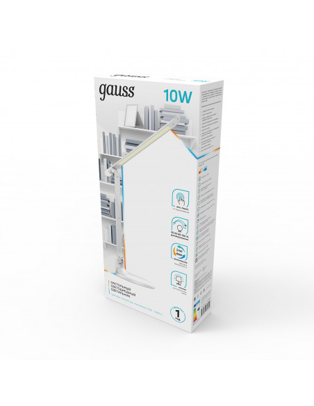 Светильник настольный Gauss модель GTL204 10W 550lm 2700-6500K 170-265V белый диммируемый + ночник L