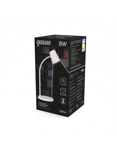 Светильник настольный Gauss Qplus модель GTL603 8W 600lm 4000K 170-265V белый диммируемый LED 1/8