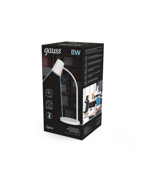 Светильник настольный Gauss Qplus модель GTL603 8W 600lm 4000K 170-265V белый диммируемый LED 1/8
