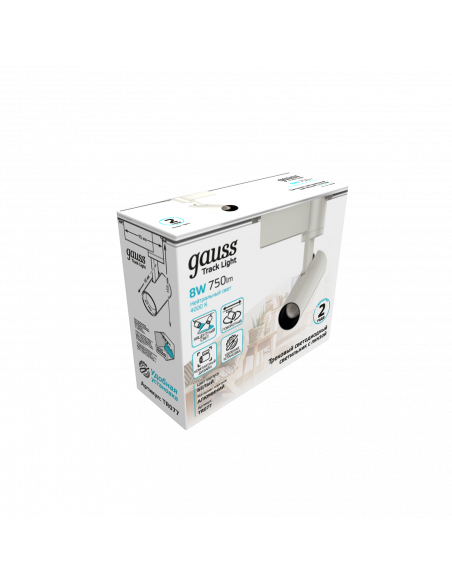 Светильник трековый Gauss цилиндр 8W 750lm 4000K 180-220V IP20 45*155мм белый линза 36º LED 1/40