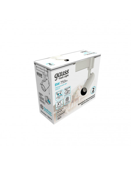Светильник трековый Gauss цилиндр 8W 750lm 4000K 180-220V IP20 45*155мм белый линза 36º LED 1/40