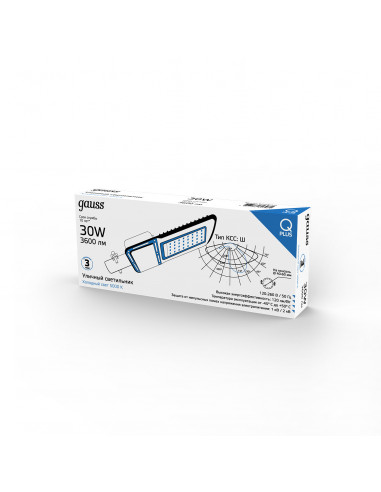 Светильник уличный Gauss Qplus 30W 3600lm 5000K...