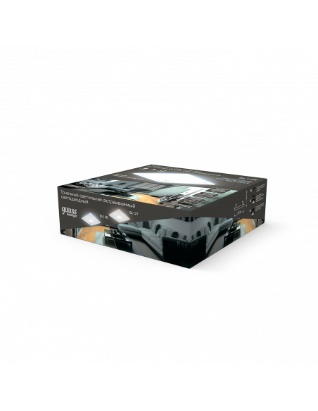 Светильник Gauss Backlight BL128 Квадрат. Белый, Gu5.3, 3W, LED 4000K 1/40