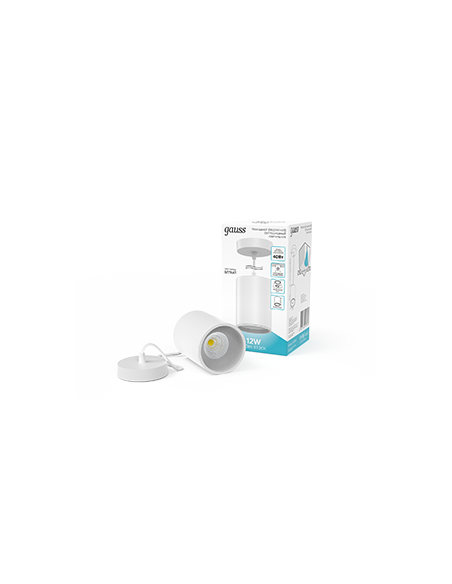 Светильник Gauss Overhead подвес цил12W 650lm 4100K 170-240V IP20 79*100мм белый LED 1/20