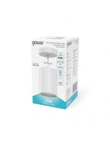 Светильник Gauss Overhead подвес цил12W 650lm...
