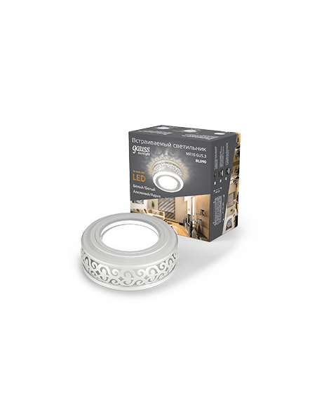 Светильник Gauss Backlight BL090 Кругл. Белый/Белый, Gu5.3, 3W, LED 3000K 1/30