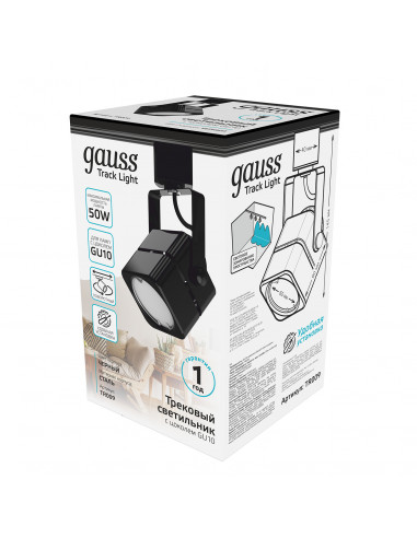 Светильник трековый Gauss куб GU10 220V IP20...