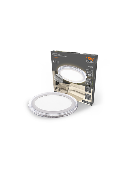Светильник Gauss Bubbles круг 12+4W, 1200lm 3000K 180-265V IP20 монт Ø160 193*31мм 3 реж LED 1/20