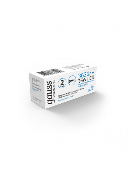 Светильник светодиодный Gauss IP65 1190*40*30мм 36Вт 3630lm 6500К ULTRACOMPACT линейный матовый 1/20