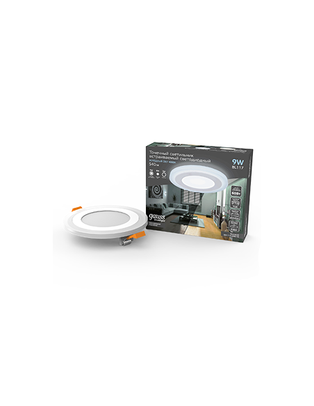Светильник Gauss Backlight круг 6+3W 540lm 4000K 180-265V IP20 монт Ø120 145*31мм 3 реж  LED 1/40