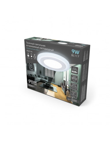 Светильник Gauss Backlight круг 6+3W 540lm...