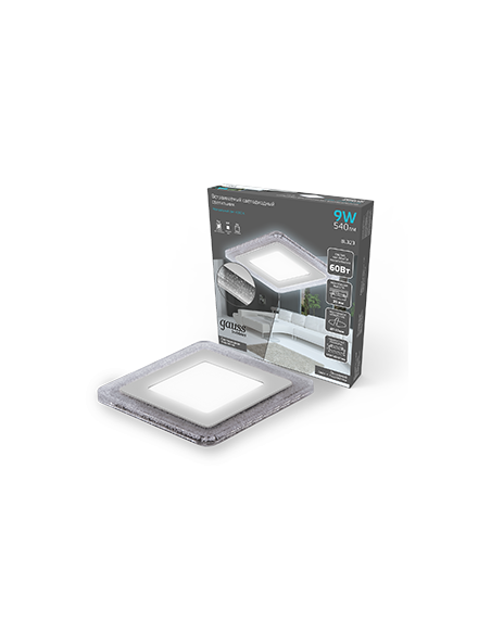 Светильник Gauss Bubbles кв6+3W, 540lm 4000K 180-265V IP20 монт Ø110 143*143*31мм 3 реж LED 1/40
