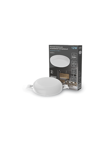 Светильник Gauss Frameless круг 12W 1200lm 4000K 85-265V IP20 монтаж Ø106 120*27мм LED 1/40