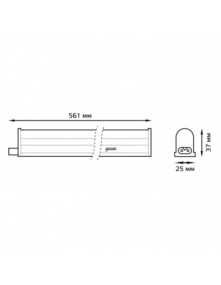 Светильник Gauss Fito для растений 8W 220lm 175-265V IP20 561*25*37мм, фиолет спектр LED 1/25