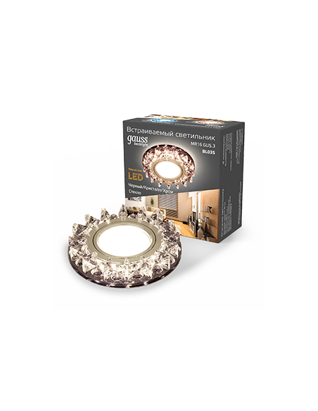 Светильник Gauss Backlight BL035 Кругл. Черный/Кристалл/Хром, Gu5.3, LED 2700K 1/40