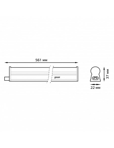 Светильник Gauss TL линейный 10W 760lm 6500K IP20 561х22х37 (к.п. 1м, Коннект2шт, креп 1шт) LED 1/25