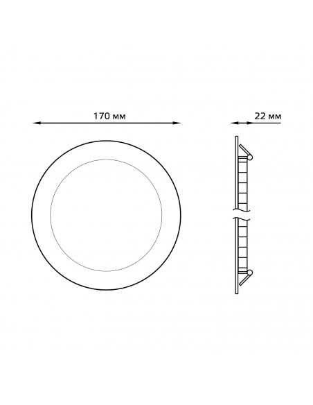 Светильник Gauss Slim круг 12W 990lm 6500K 180-265V IP20 монтаж Ø155 170*22 LED 1/20