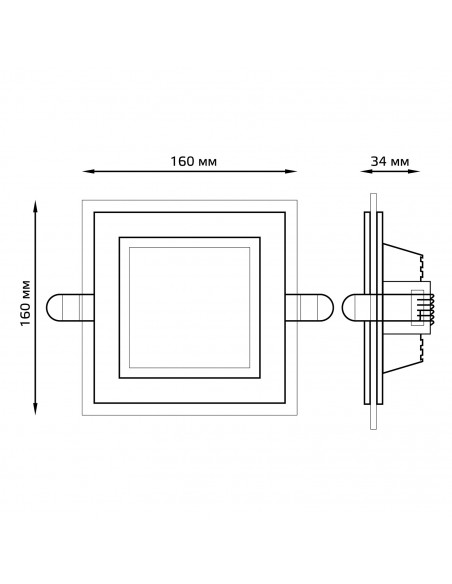 Светильник Gauss Glass кв 12W 900lm 3000K 220-240V IP20 монт Ø118х118 160*160*30 с дек стек LED 1/40