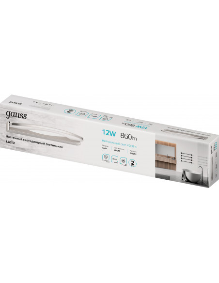 Настенный светодиодный светильник Gauss Lidia BR052 12W 860lm 200-240V 540mm LED 1/20