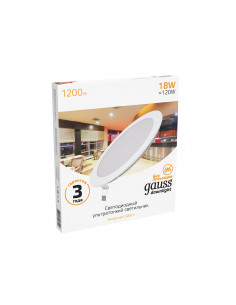 Светильник Gauss Slim круг 18W 1200lm 3000K 180-265V IP20... 2